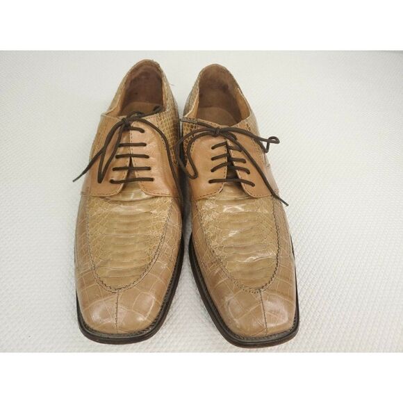 Vintage Stacy Adams Genuine Snakeskin Lace Up Men\'s Shoes Tan Size 9 Oxfords main image 4